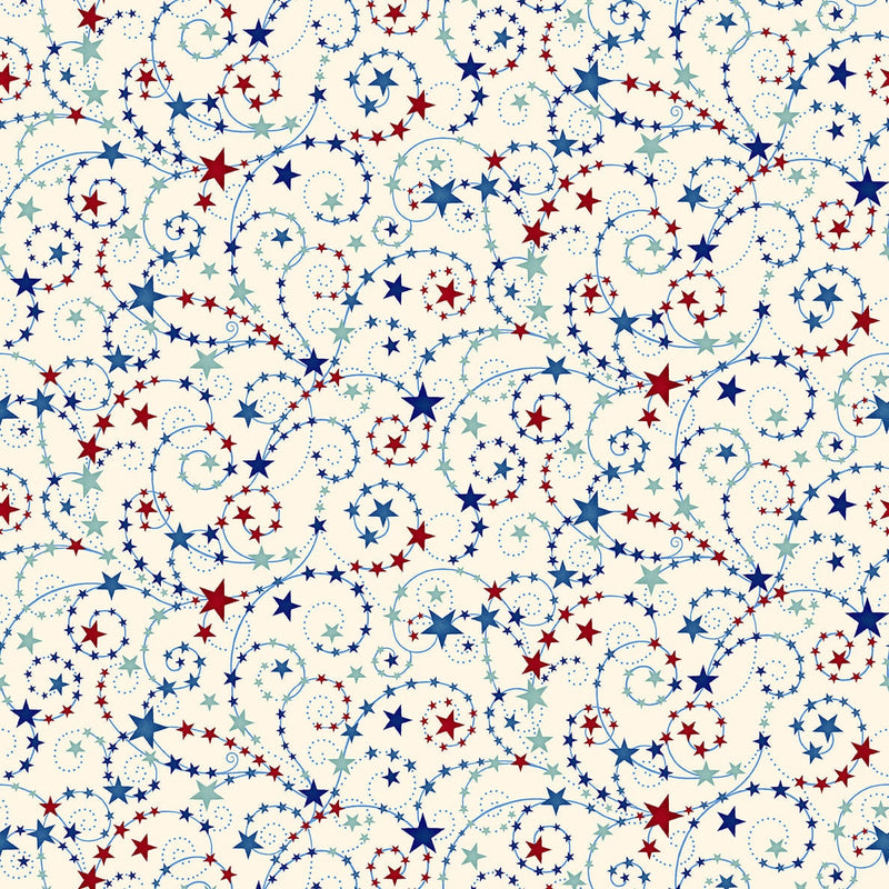 Liberty Hill Swirling Stars Cream - Priced by the 1/2 Yard - Liberty Hill by Color Principal for Henry Glass - 3190-44 Cream