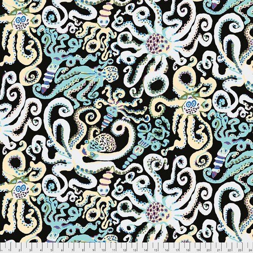 Octopus Black - Priced by the Half Yard/Cut Continuous - Kaffe Fassett Collective - FreeSpirit Fabrics - PWBM074.BLACK