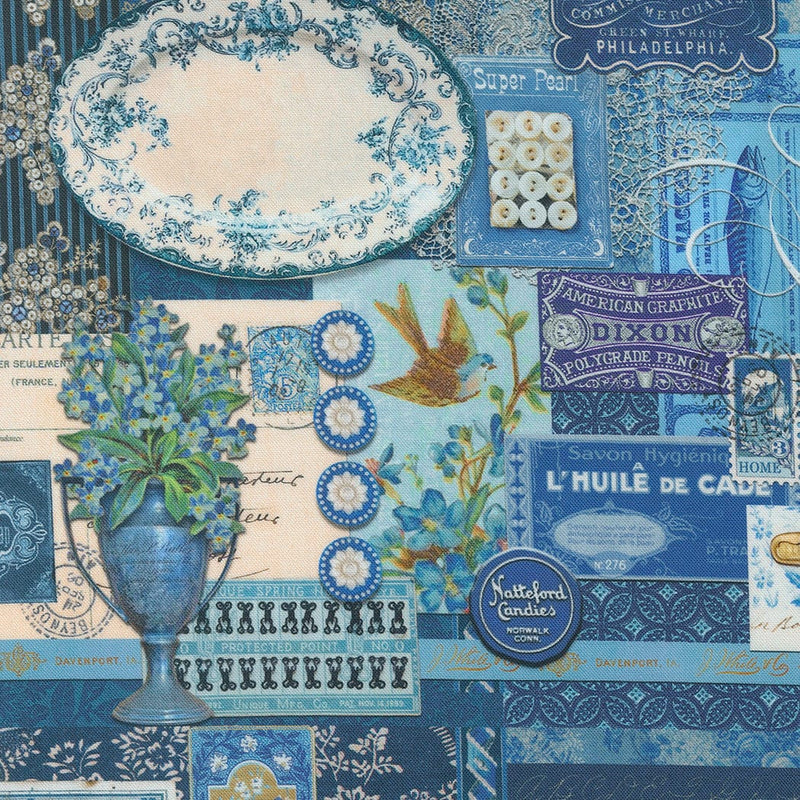 Blue Collage Patchwork - Priced by the Half Yard - Curated in Color by Cathe Holden for Moda Fabrics - 7460 16