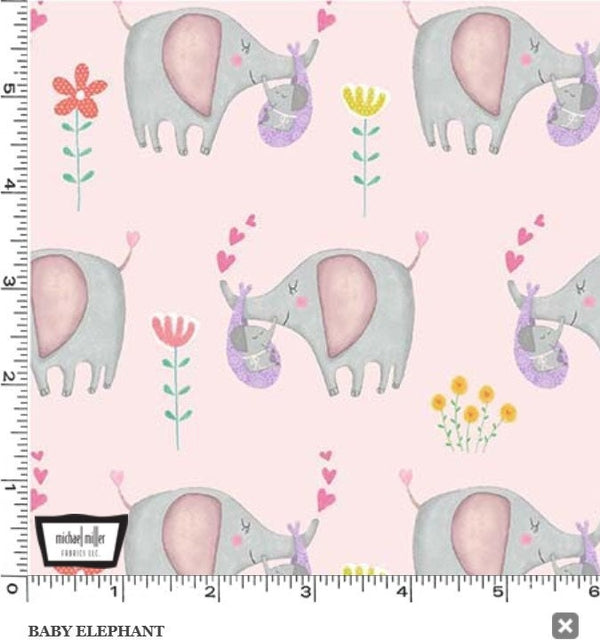 Baby Elephant Pink - Priced by the Half Yard/Cut Continuous - Baby Love by Tracy Cottingham for Michael Miller Fabrics - DC11591-PINK