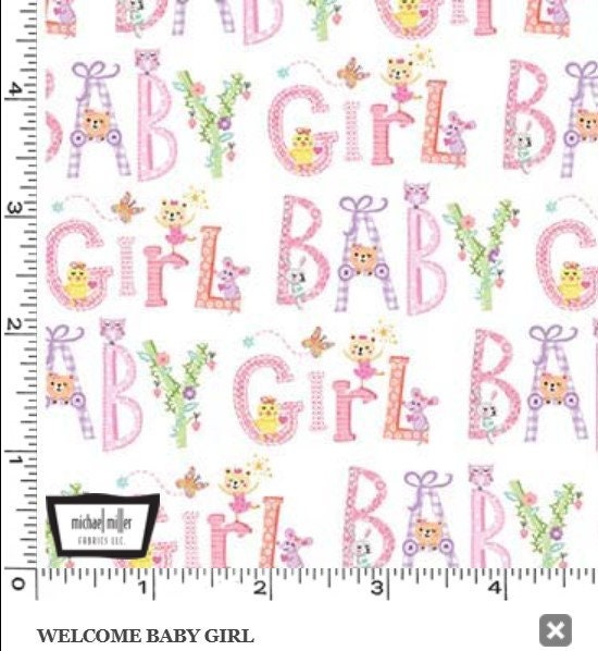 Welcome Baby Girl Pink - Priced by the Half Yard/Cut Continuous - Baby Love by Tracy Cottingham for Michael Miller Fabrics - DC11597-PINK