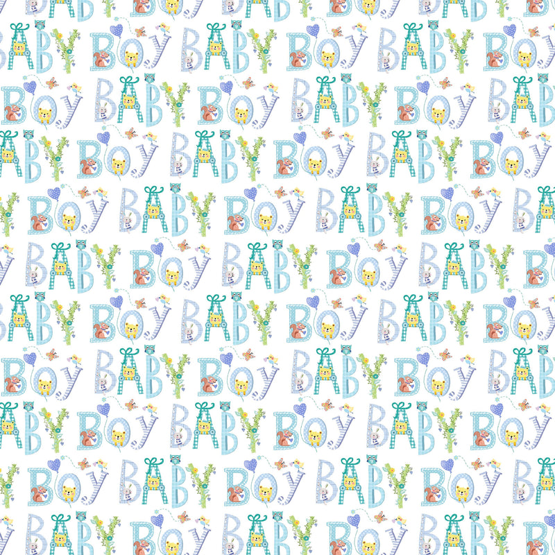 Welcome Baby Boy Blue - Priced by the Half Yard/Cut Continuous - Baby Love by Tracy Cottingham for Michael Miller Fabrics - DC11598-BLUE