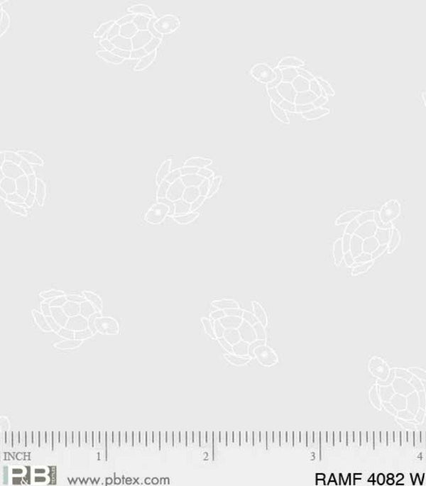 Ramblings Turtles White on White - Priced by the Half Yard/Cut Continuous - P&B Textiles - RAMF 4082