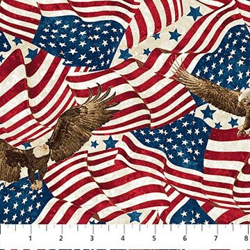 Flags and Eagles Stars and Stripes 12 - Priced by the Half Yard/Cut Continuous - Linda Ludovico for Northcott Fabrics - 27013-11