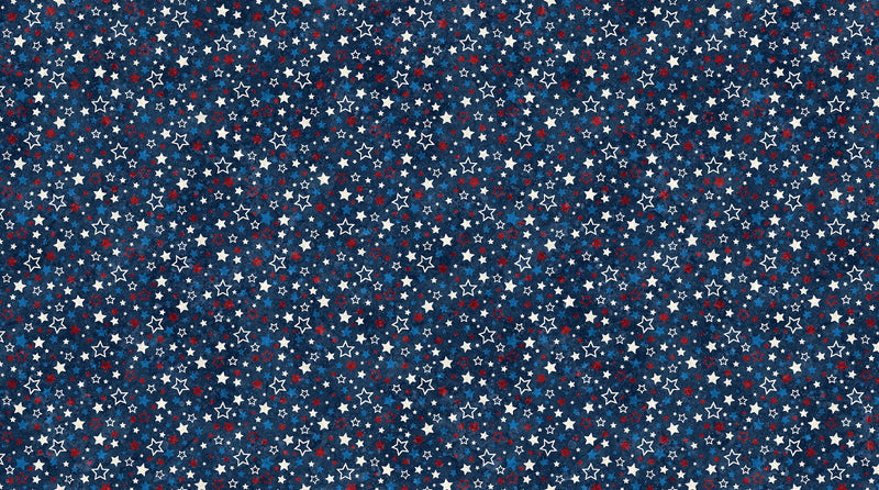 Multicolor Stars on Navy - Stars and Stripes 12 - Priced by the Half Yard/Cut Continuous - Linda Ludovico for Northcott Fabrics - 27015-49