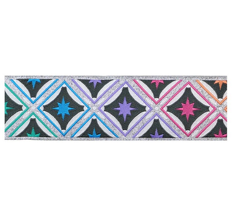 Stargazer in Metallic Storm - 1.5" width - Tula Pink Roar! - Priced by the Yard/Cut Continuous Renaissance Ribbons - SKU:TK-112/38mm Col 2_y