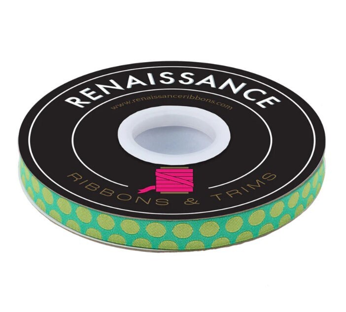 Dinosaur Eggs in Mint - 5/8" width - Tula Pink Roar! - Priced by the Yard/Cut Continuous - Renaissance Ribbons - SKU: TK-109/16mm Col 3