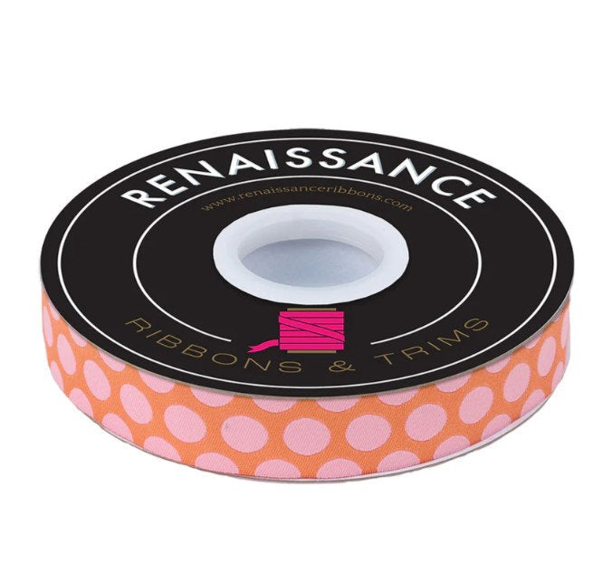 Dinosaur Eggs in Blush - 5/8" width - Tula Pink Roar! - Priced by the Yard/Cut Continuous - Renaissance Ribbons - SKU: TK-109/16mm Col 2
