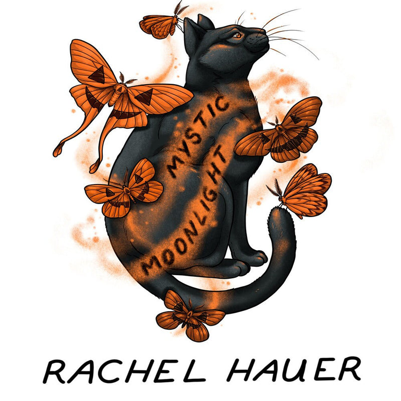 Bat and Moth Orange - Priced by the Half Yard/Cut Continuous - Mystic Moonlight by Rachel Hauer - PWRH086.ORANGE