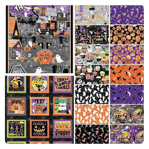 Monster Mash Glow in the Dark - Priced by the Half Yard/Cut Continuous - Chills & Thrills - Benartex Fabrics - 14606G-08