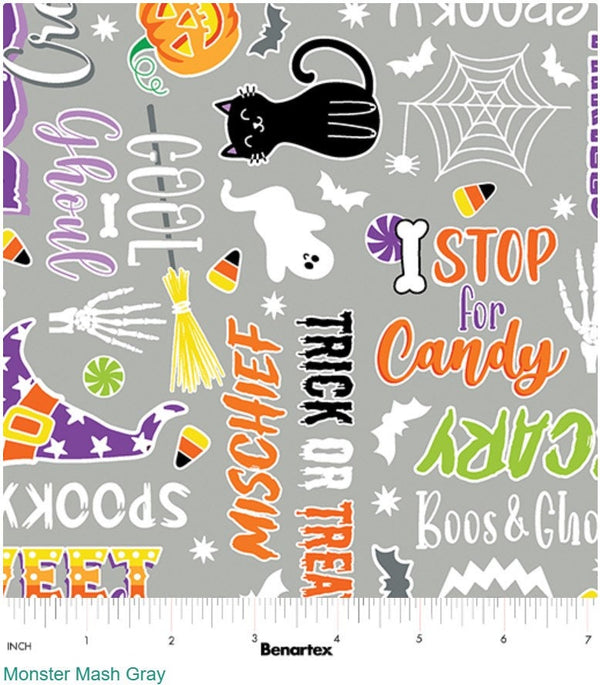 Monster Mash Glow in the Dark - Priced by the Half Yard/Cut Continuous - Chills & Thrills - Benartex Fabrics - 14606G-08