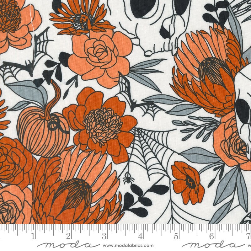 Haunted Garden in Pumpkin/Ghost - Priced by the Half Yard/Cut Continuous - Alli K Designs for Moda Fabrics - 11540 11
