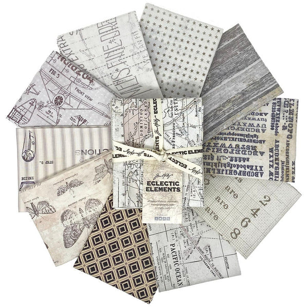 Monochrome Fat Quarter Bundle - Tim Holtz - 10 pcs - FreeSpirit Fabrics - FB8FQTH.MONOCHROME