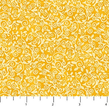 Autumn Gathering Yellow Scroll - Priced by the 1/2 Yard/Cut Continuous - Jennifer Nilsson for Northcott Fabrics - 26941 52