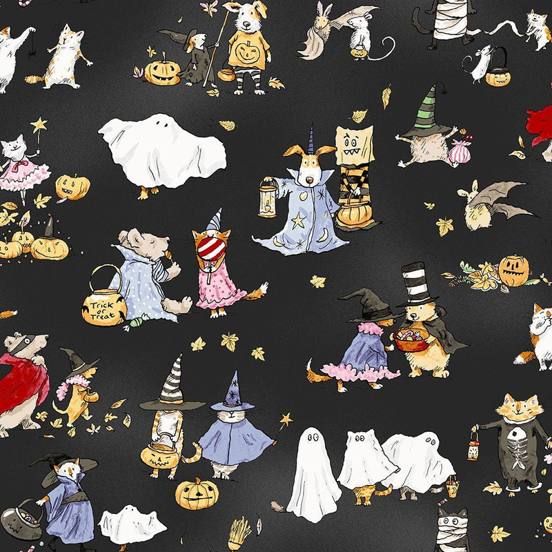 Halloween Parade Toile Black - Priced by the 1/2 Yard/Cut Continuous - Clothworks - Y4110-3