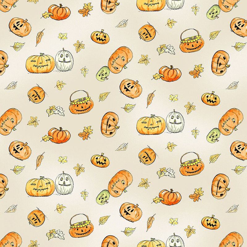 Halloween Parade Pumpkins Cream - Priced by the 1/2 Yard/Cut Continuous - Clothworks - Y4111-57