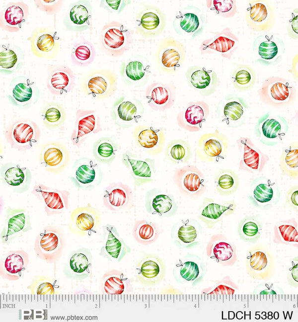 Christmas Darlings Ornaments White - Priced per 1/2 Yard/Cut Continuous - Sillier Than Sally - 05380 W