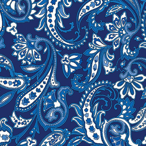 Blue Park Bench Paisley - Priced by the Half Yard/Cut Continuous - Paradise Park by Pat Sloan - 17016-50