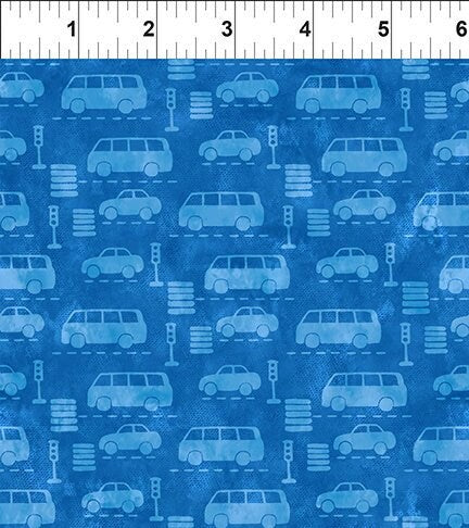 On The Go Automobiles Blue on Blue - Priced by the Half Yard/Cut Continuous - In The Beginning Fabrics - 10KFA