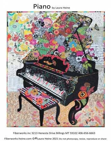 Piano Collage Pattern by Laura Heine - Fiberworks - Wall hanging Pattern - FWLHPIANO