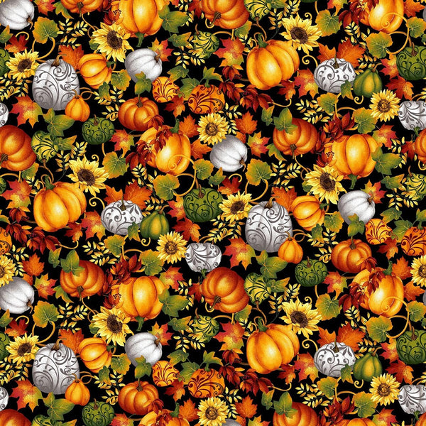 Pumpkin Fabric - Priced by the 1/2 Yard/Cut Continuous - Seeds of Gratitude - StudioE Fabrics - 7698-99