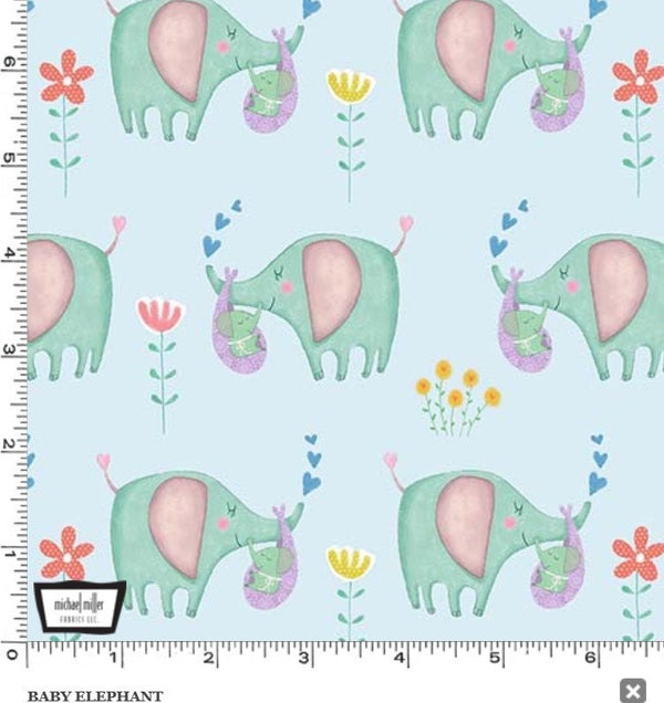 Baby Elephant Blue - Priced by the Half Yard/Cut Continuous - Baby Love by Tracy Cottingham for Michael Miller Fabrics - DC11591-BLUE