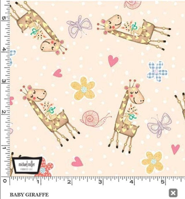 Baby Giraffe Beige - Priced by the Half Yard/Cut Continuous - Baby Love by Tracy Cottingham for Michael Miller Fabrics - DC11594-BEIG