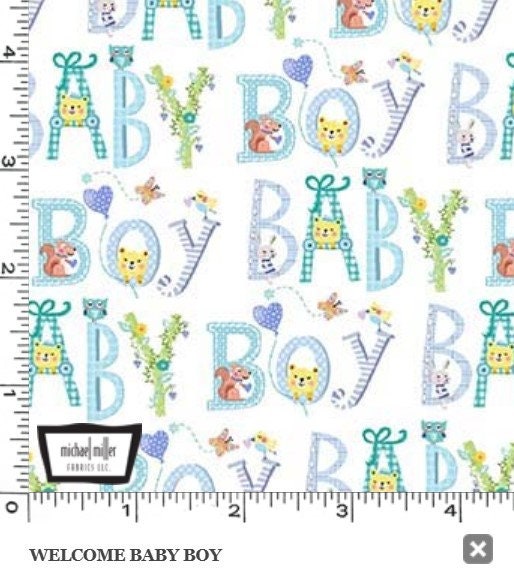 Welcome Baby Boy Blue - Priced by the Half Yard/Cut Continuous - Baby Love by Tracy Cottingham for Michael Miller Fabrics - DC11598-BLUE