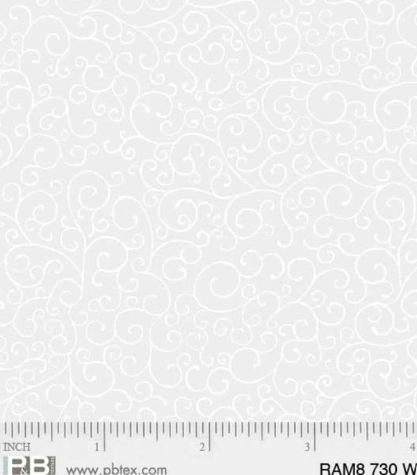 Scroll White on White - Priced by the Half Yard/Cut Continuous - Ramblings P&B Textiles - RA8 730W