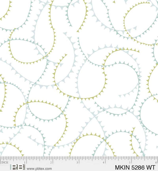 Mystical Kingdom Flight Path White/Teal - Priced by the Half Yard/Cut Continuous - Mystical Kingdom by P&B Textiles - MKIN 5286 WT