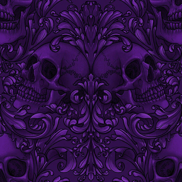 Skull Damask Purple - Priced by the Half Yard/Cut Continuous - Mystic Moonlight by Rachel Hauer - PWRH089.PURPLE