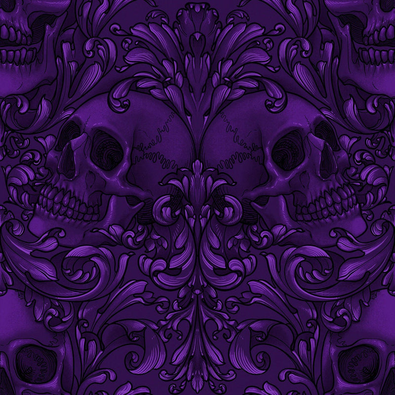 Skull Damask Purple - Priced by the Half Yard/Cut Continuous - Mystic Moonlight by Rachel Hauer - PWRH089.PURPLE