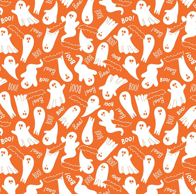 Ghostly Glow Orange Glow in the Dark - Priced by the Half Yard/Cut Continuous - Chills & Thrills - Benartex Fabrics - 14609G-38