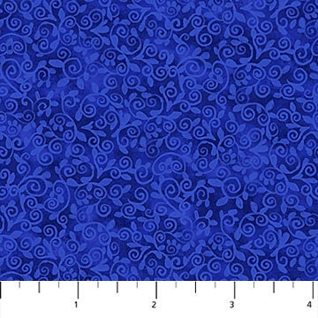 Autumn Gathering Blue Scroll - Priced by the 1/2 Yard/Cut Continuous - Jennifer Nilsson for Northcott Fabrics - 26941 44