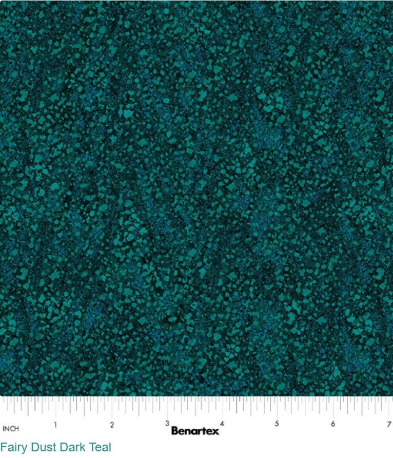 Fairy Enchantment Fairy Dust Dark Teal - Priced by the Half Yard/Cut Continuous - Benartex - 16251 84