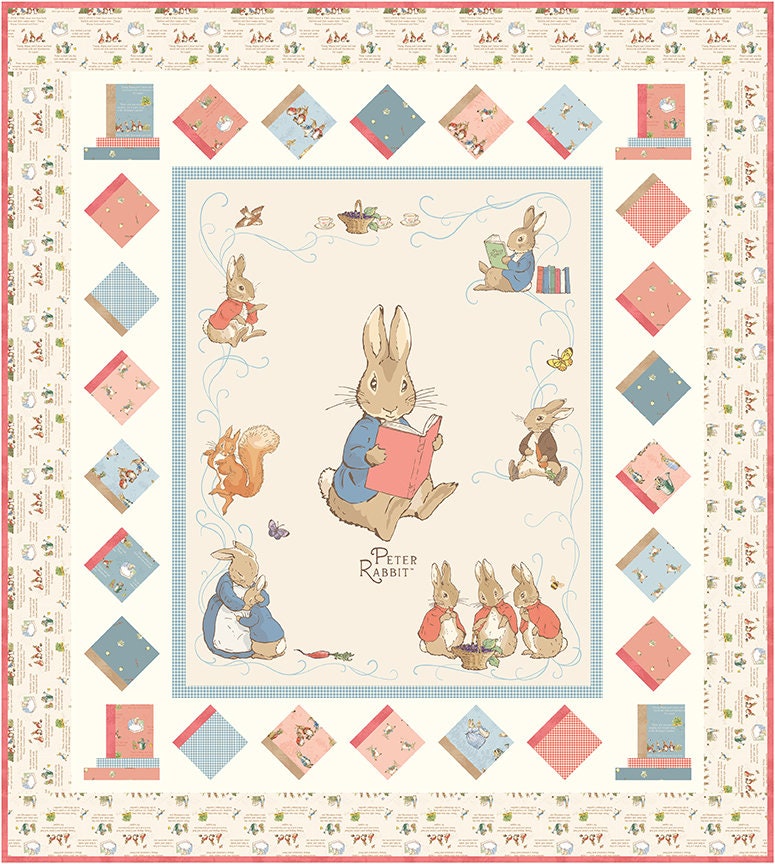 The Tale of Peter Rabbit Text Coral - Priced by the 1/2 Yard/Cut Continuous - Licensed to Riley Blake Designs - C14701-Coral