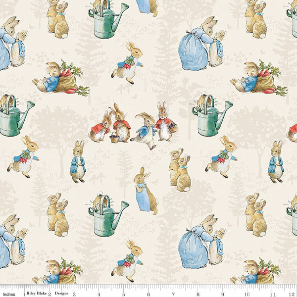 The Tale of Peter Rabbit Main Print Cream - Priced by the 1/2 Yard/Cut Continuous - Licensed to Riley Blake Designs - C14700-Cream