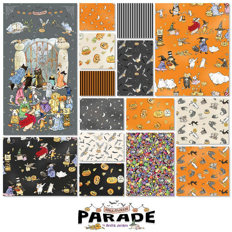 Halloween Parade Orange Stripe - Priced by the 1/2 Yard/Cut Continuous - Clothworks - Y4115-36