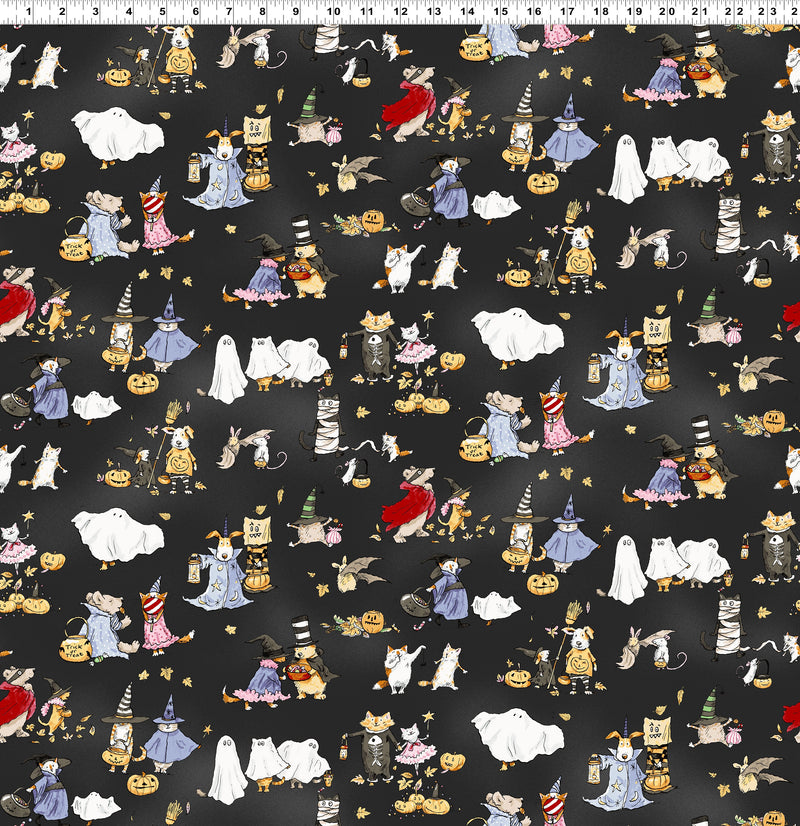 Halloween Parade Toile Black - Priced by the 1/2 Yard/Cut Continuous - Clothworks - Y4110-3