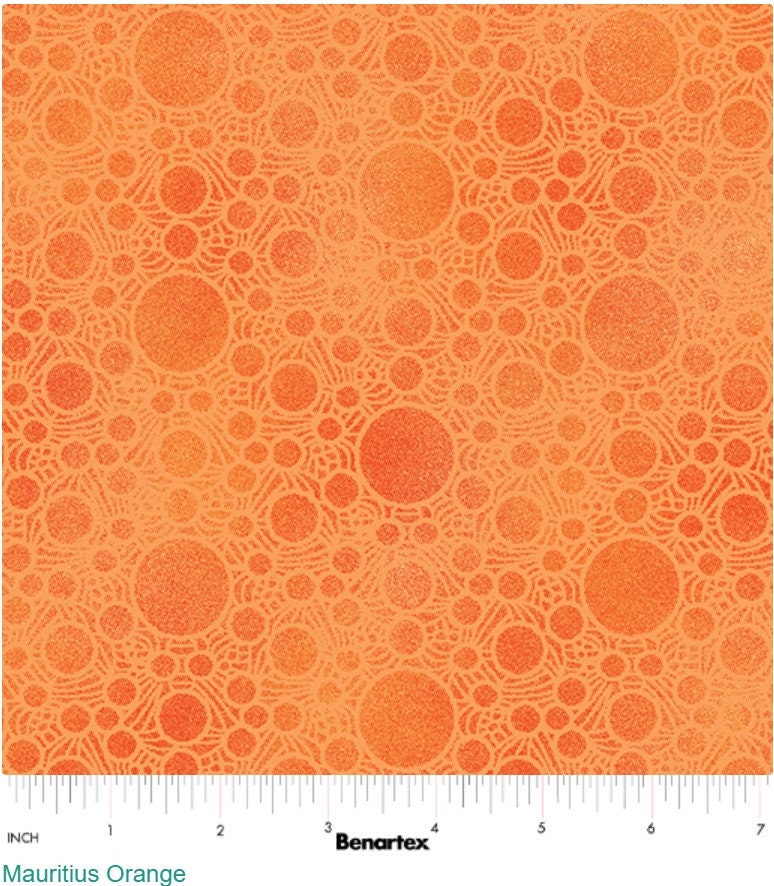 Mauritius Orange - Priced by the Half Yard/Cut Continuous - New Worlds by Rob Apell for Benartex - 16295 39