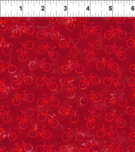 On The Go Bicycles Red on Red - Priced by the Half Yard/Cut Continuous - In The Beginning Fabrics - 8KFA