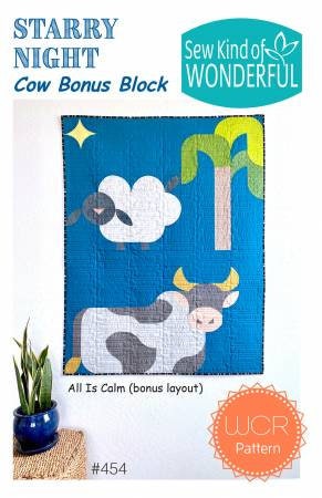 Starry Night Cow Bonus Block - Wonder Curve Ruler - Sew Kind of Wonderful - Paper Pattern - SKW454