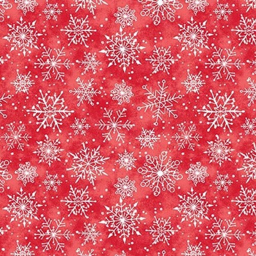 Snowflakes on Red - Priced by the 1/2 Yard/Cut Continuous - Snow Anges by StudioE Fabrics - 7739-88