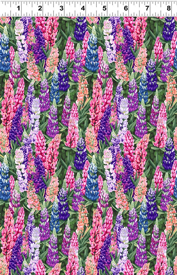 Woodland Lupines Multi Color - Priced by the Half Yard/Cut Continuous - Dappled - Clothworks Fabrics - Y4133-55