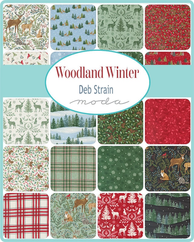 Woodland Winter Animal Damask Red - Priced by the 1/2 Yard/Cut Continuous - Deb Strain for Moda Fabrics - 56092 13