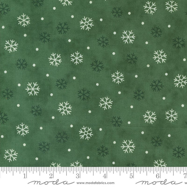 Snowflake Toss Pine Green - Priced by the 1/2 Yard/Cut Continuous - Woodland Winter Deb Strain for Moda Fabrics - 56097 14