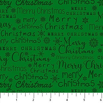 Merry Christmas Words Green - Priced by the 1/2 Yard/Cut Continuous - Letters to Santa by Simon Treadwell for Northcott Fabrics - 27133-74