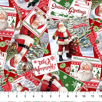 Postcards - Priced by the 1/2 Yard/Cut Continuous - Letters to Santa by Simon Treadwell for Northcott Fabrics - 27127-24