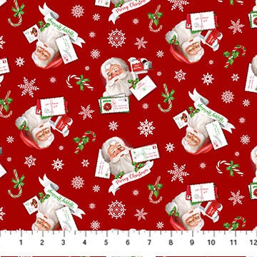 Postage Stamp Santa Quilt 64" x 70 " - Letters To Santa