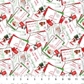 Postage Stamp Santa Quilt 64" x 70 " - Letters To Santa